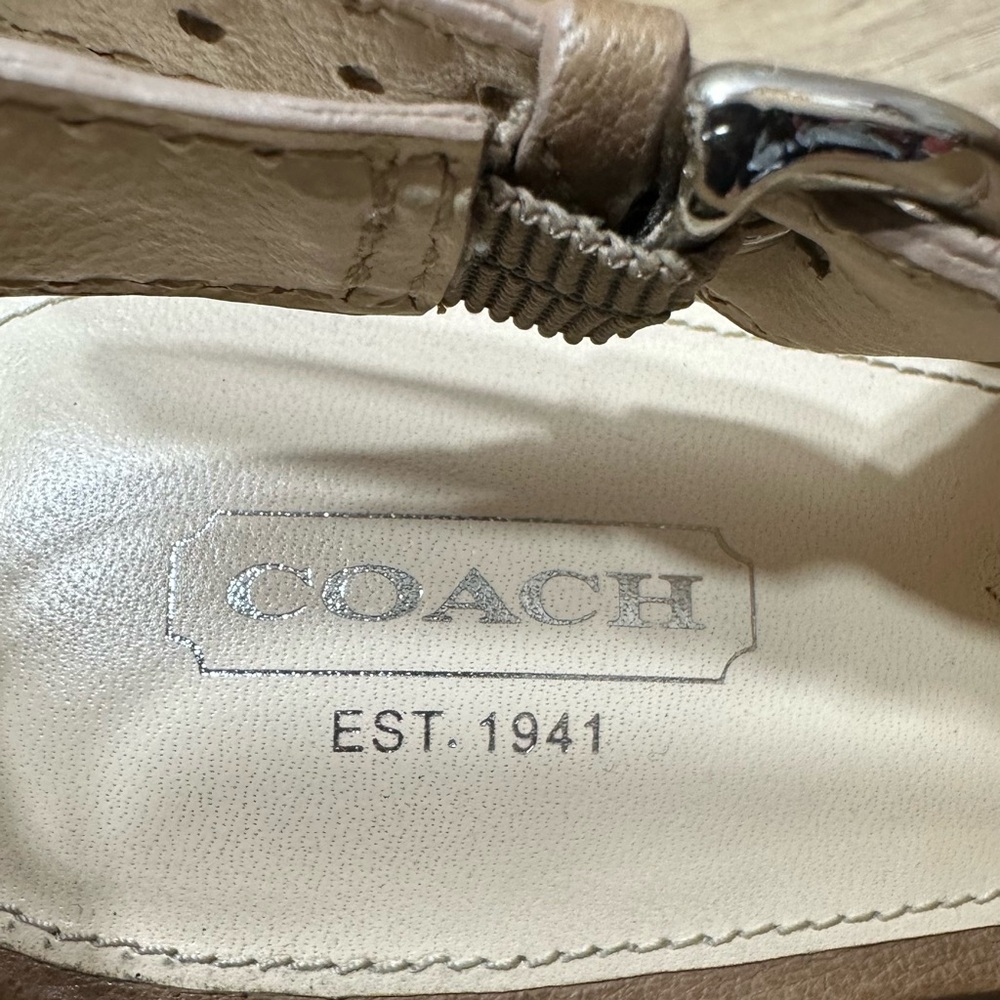 Coach Jade Leather Wedge Open Toe Slingback Sandal - Picture 10 of 13